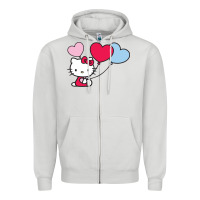 Dove Grey kitty Zipper Hoodie - ArtMosaic