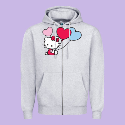 Kitty Zipper Hoodie Designed By Artmosaic