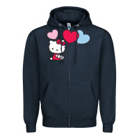 Navy kitty Zipper Hoodie - ArtMosaic