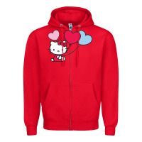 Red kitty Zipper Hoodie - ArtMosaic
