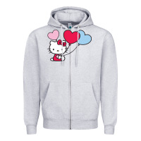 Heather Grey kitty Zipper Hoodie - ArtMosaic