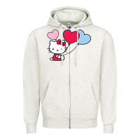 Oatmeal Heather kitty Zipper Hoodie - ArtMosaic