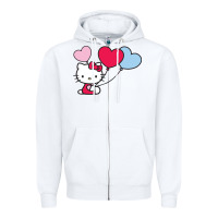 White kitty Zipper Hoodie - ArtMosaic