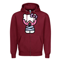 Burgundy hell kitty cute devil Zipper Hoodie - ArtMosaic