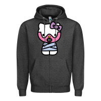 Charcoal Heather hell kitty cute devil Zipper Hoodie - ArtMosaic
