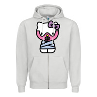 Dove Grey hell kitty cute devil Zipper Hoodie - ArtMosaic