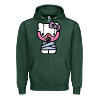 Sports Green hell kitty cute devil Zipper Hoodie - ArtMosaic