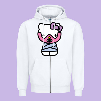 Hell Kitty Cute Devil Zipper Hoodie Designed By Artmosaic