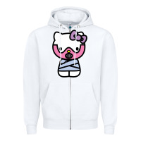 White hell kitty cute devil Zipper Hoodie - ArtMosaic