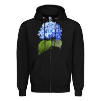 Black Blue  hydrangea Zipper Hoodie - ArtMosaic