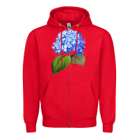 Red Blue  hydrangea Zipper Hoodie - ArtMosaic