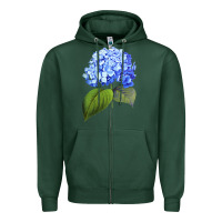 Sports Green Blue  hydrangea Zipper Hoodie - ArtMosaic