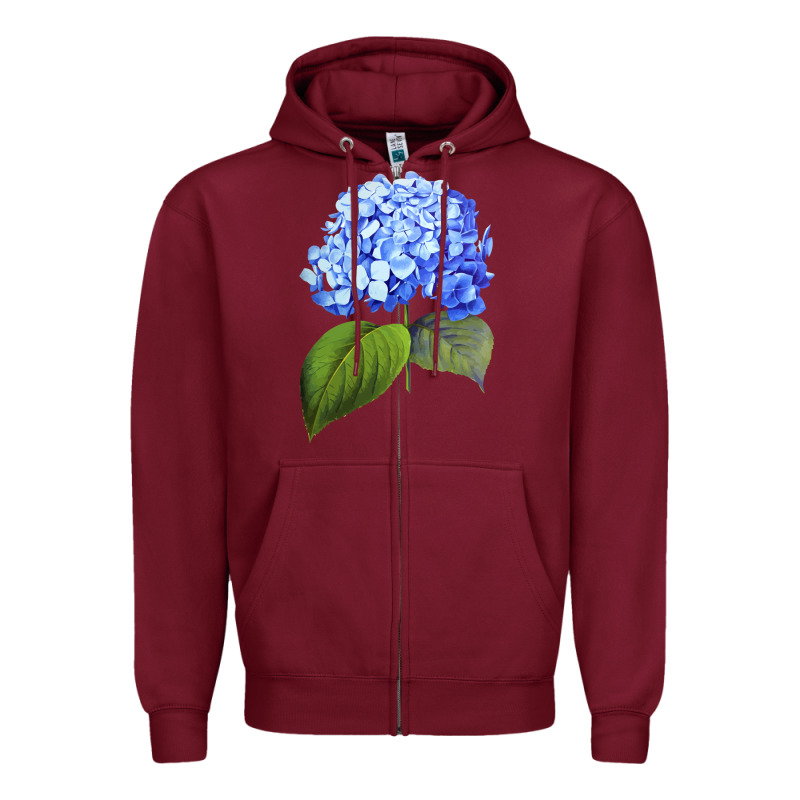 Blue  Hydrangea Zipper Hoodie by ArtMosaic | Teevron
