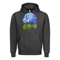 Charcoal Heather Blue  hydrangea Zipper Hoodie - ArtMosaic
