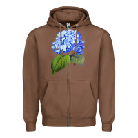 Chestnut Blue  hydrangea Zipper Hoodie - ArtMosaic