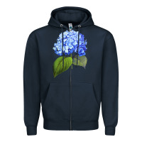Navy Blue  hydrangea Zipper Hoodie - ArtMosaic
