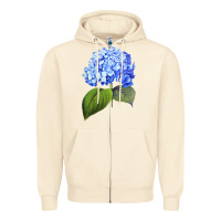 Sandshell Blue  hydrangea Zipper Hoodie - ArtMosaic