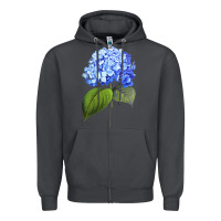 Smoke Blue  hydrangea Zipper Hoodie - ArtMosaic
