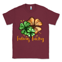 Burgundy Feeling lucky with clover Classic Tee - HowdyJamesFarm