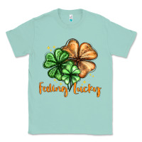 Seafoam Feeling lucky with clover Classic Tee - HowdyJamesFarm