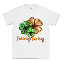 White Feeling lucky with clover Classic Tee - HowdyJamesFarm