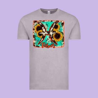 Pisces Turquoise Cowhide Vintage Tee Designed By Ranaportraitstore