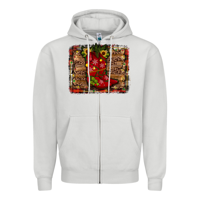 Cowboy Boots Christmas Zipper Hoodie by JahusDesignShop | Teevron