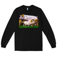 Black Mom With White Chester Pig And Baby Pig Long Sleeve Tee - LillyAllenDesigns