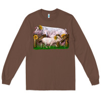 Chestnut Mom With White Chester Pig And Baby Pig Long Sleeve Tee - LillyAllenDesigns
