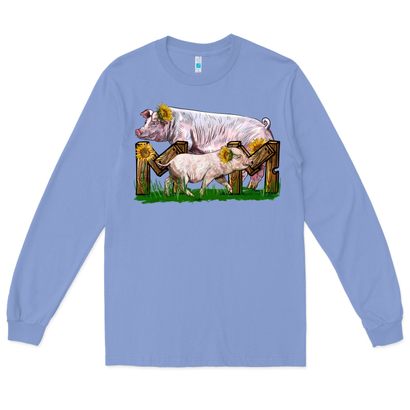 Mom With White Chester Pig And Baby Pig Long Sleeve Tee by LillyAllenDesigns | Teevron