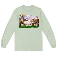 Matcha Mom With White Chester Pig And Baby Pig Long Sleeve Tee - LillyAllenDesigns