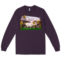 Plum Mom With White Chester Pig And Baby Pig Long Sleeve Tee - LillyAllenDesigns