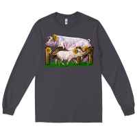 Smoke Mom With White Chester Pig And Baby Pig Long Sleeve Tee - LillyAllenDesigns