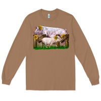 Toasted Coconut Mom With White Chester Pig And Baby Pig Long Sleeve Tee - LillyAllenDesigns