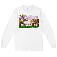 White Mom With White Chester Pig And Baby Pig Long Sleeve Tee - LillyAllenDesigns