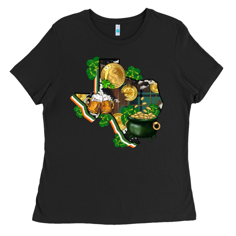 Texas Map St Patricks Day Ladies Tee by FaDigitalArtStudio | Teevron