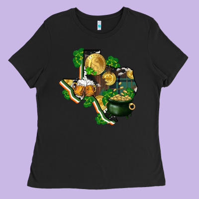 Texas Map St Patricks Day Ladies Tee Designed By Fadigitalartstudio