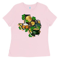 Bubblegum Pink texas map st patricks day Ladies Tee - FaDigitalArtStudio