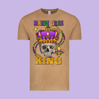 Skull Mardi Gras King Vintage Tee Designed By Fadigitalartstudio