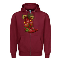 Burgundy Christmas boots Zipper Hoodie - JahusDesignShop