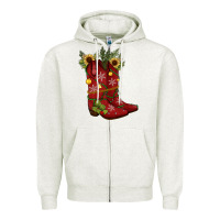 Oatmeal Heather Christmas boots Zipper Hoodie - JahusDesignShop