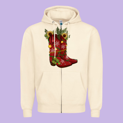 Christmas Boots Zipper Hoodie Designed By Jahusdesignshop