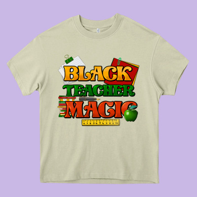 Black Teacher Magic Heavy Core Tee Designed By Howdyjamesfarm