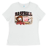 White baseball vibes Ladies Tee - FaDigitalArtStudio