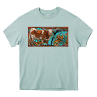 Arona texas longhorn with aztec tiger and  leopard Heavy Core Tee - RanaPortraitStore