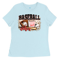 Baby Blue baseball vibes Ladies Tee - FaDigitalArtStudio