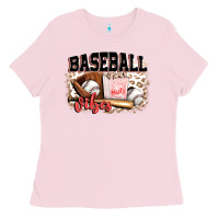 Bubblegum Pink baseball vibes Ladies Tee - FaDigitalArtStudio