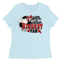 Baby Blue little sister biggest fan soccer Ladies Tee - FaDigitalArtStudio