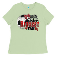 Little Sister Biggest Fan Soccer Ladies Tee | Teevron