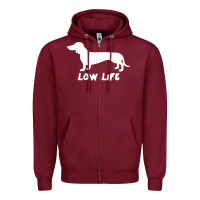 Burgundy Doxie Low Life Zipper Hoodie - artisFamous